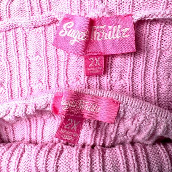 Sugar Thrillz x Dolls Kill Sweater Set 2X Pink Purple Ombre Cable Knit Y2K Fairy - Picture 5 of 14